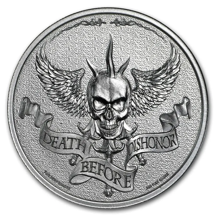 Stříbrná mince Morte Prima di Disonore 2 oz Latina Allure Silver Shield High Relief Ag 999