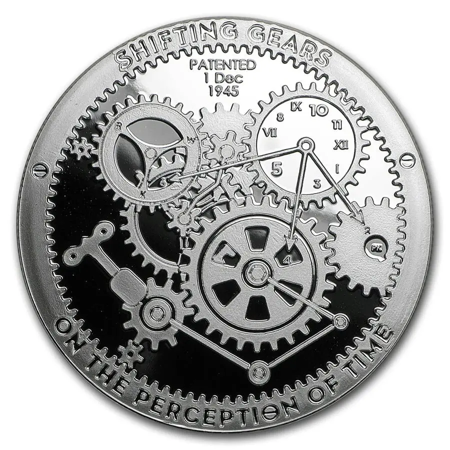 Silver Shield – 1 oz stříbrná mince 2016 Shifting Gears (Patent na posuvné kolo) Ag 999 Limitovaná edice 10 000 ks