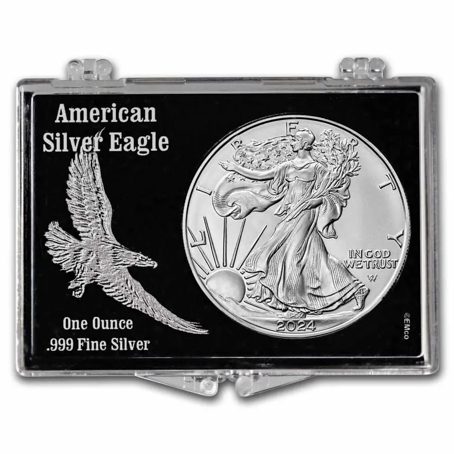 UNITED STATES MINT 2024 1 oz Silver Eagle – se západkovým zámkem, reliéfní design Orel