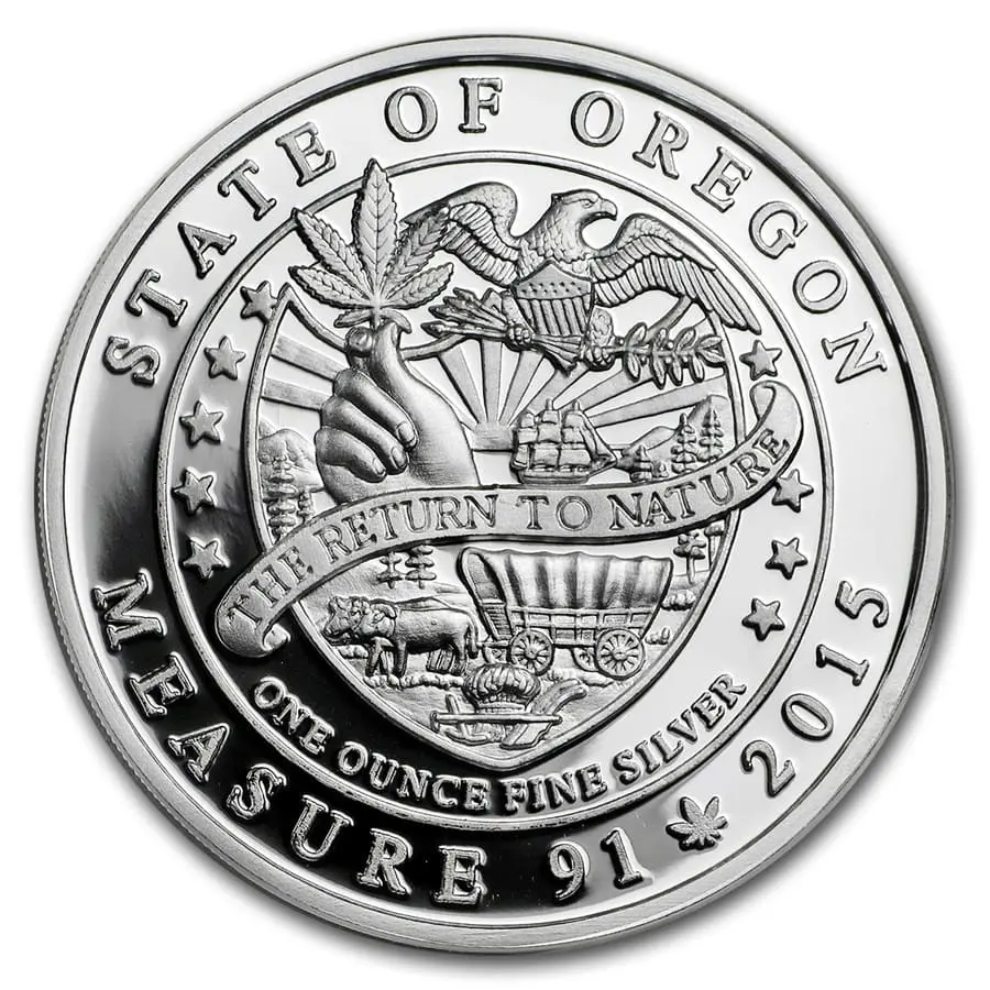 Stříbrná mince Legalized Oregon 1 oz 2015 Proof Ag 999 Limitace 1 000 ks