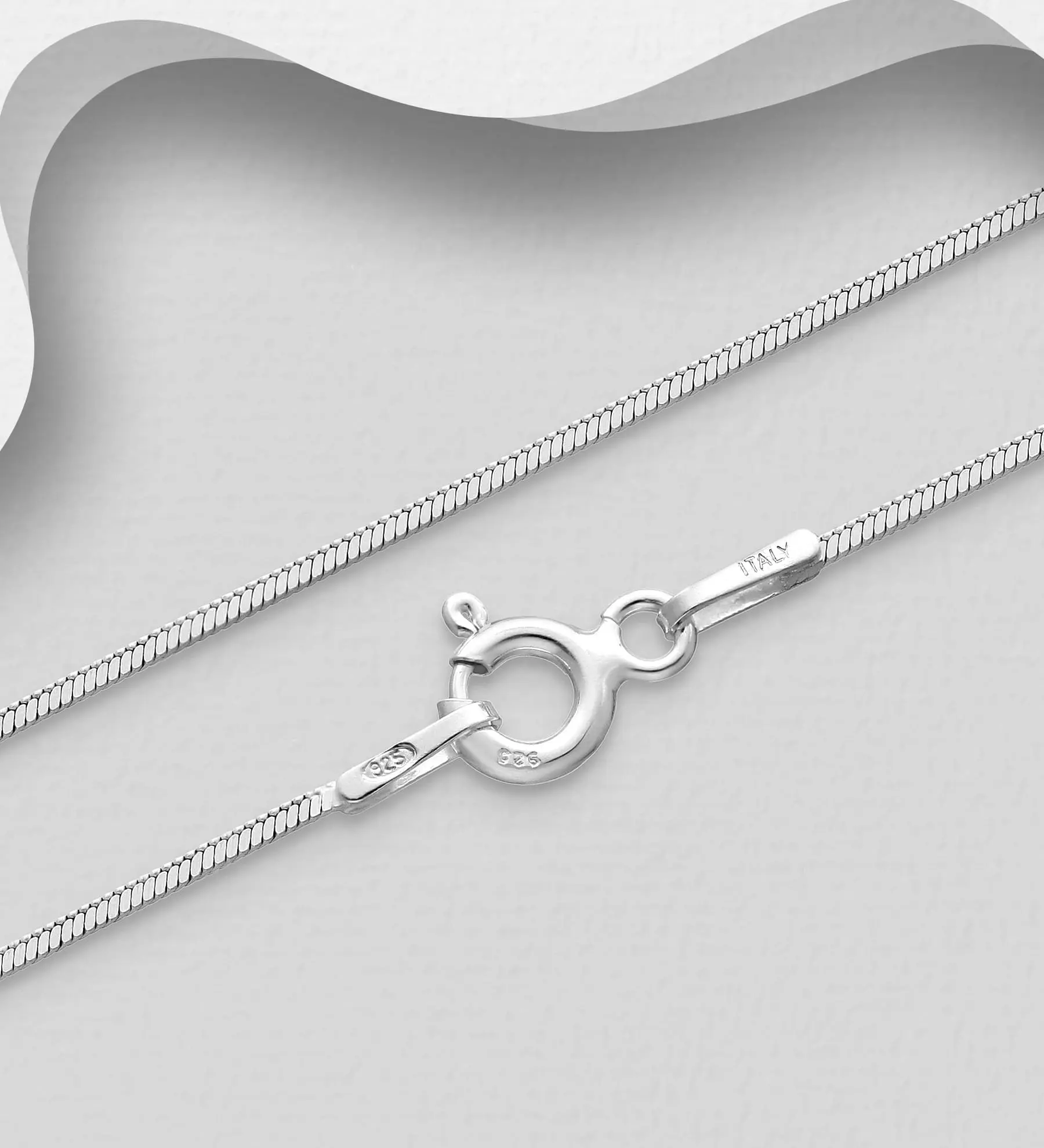 Stříbrný řetízek Had, 0,8 mm široký, o délce 40,6 cm Made in Italy