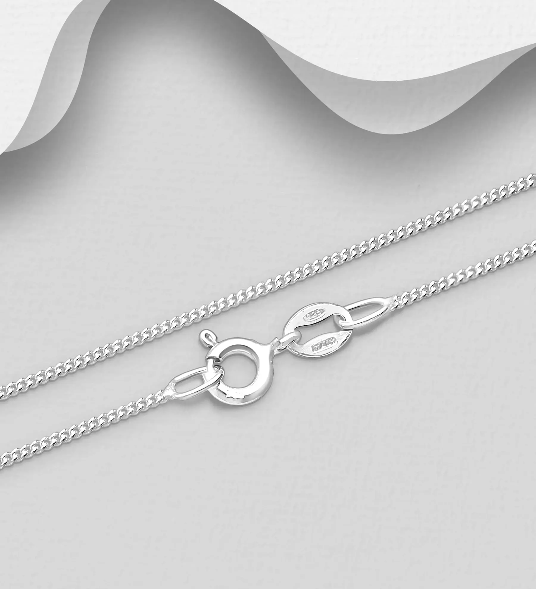 Stříbrný řetízek Curb Chain, 1 mm široký o délce 40,6 cm