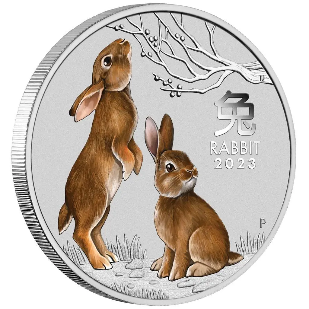 Perth Mint ROK KRÁLÍKA Rabbit BARVA AUSTRALIAN LUNAR SERIES III 2023 1 OZ