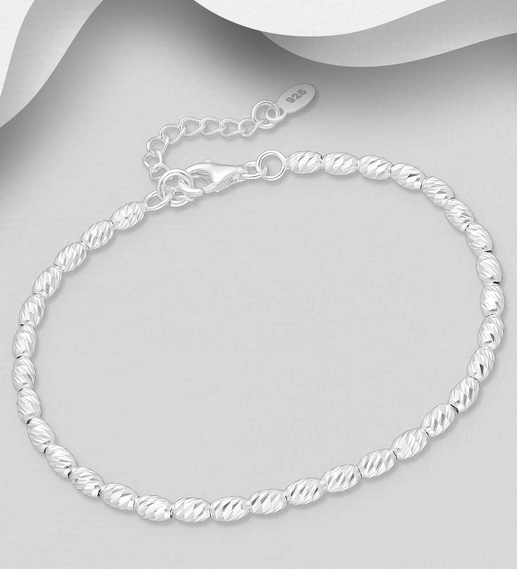 Náramek z korálků z 925 stříbra, 19cm délka
