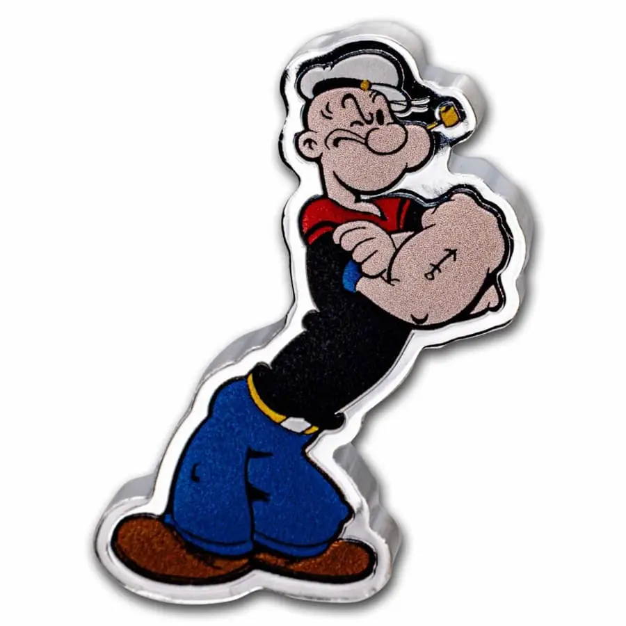 Stříbrná mince ve tvaru Popeye 1 Oz 2023 Samoa