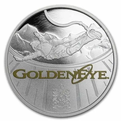Stříbrná mince James Bond 007 Golden Eye 25. výročí. 1 oz 2020 Proof