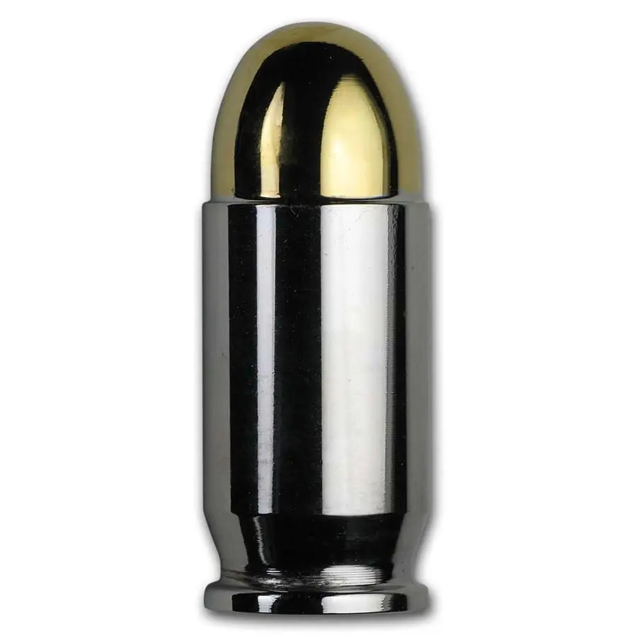 Stříbrná střela 1 oz – ráže 0,45 ACP (zlato a rhodium pozlaceno)