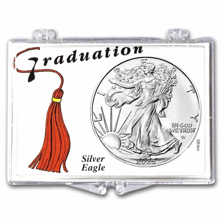 Stříbrná mince Americký Eagle 1 oz v design krabičce s nápisem Gratulace