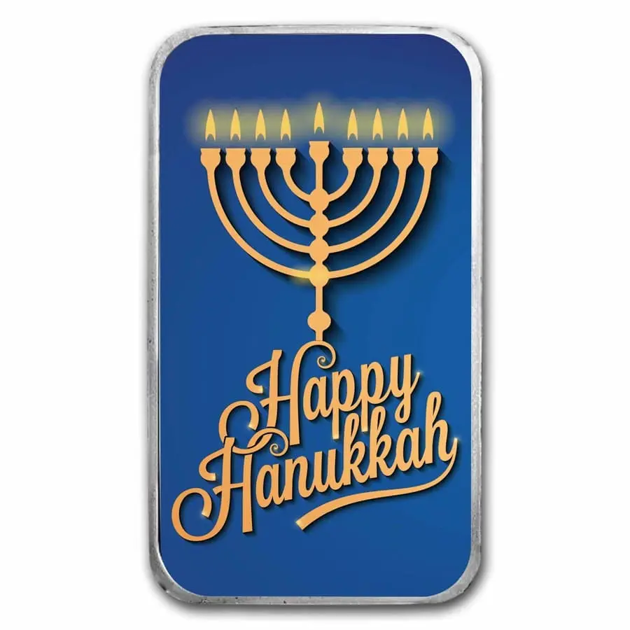 Stříbrný slitek 1 oz - Šťastná Chanuka- Happy Hanukkah