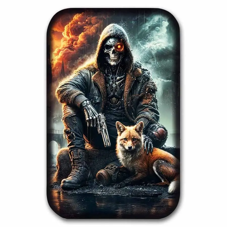 Stříbrný slitek Terminator a Fox, 2 oz (s krabičkou a certifikátem pravosti)