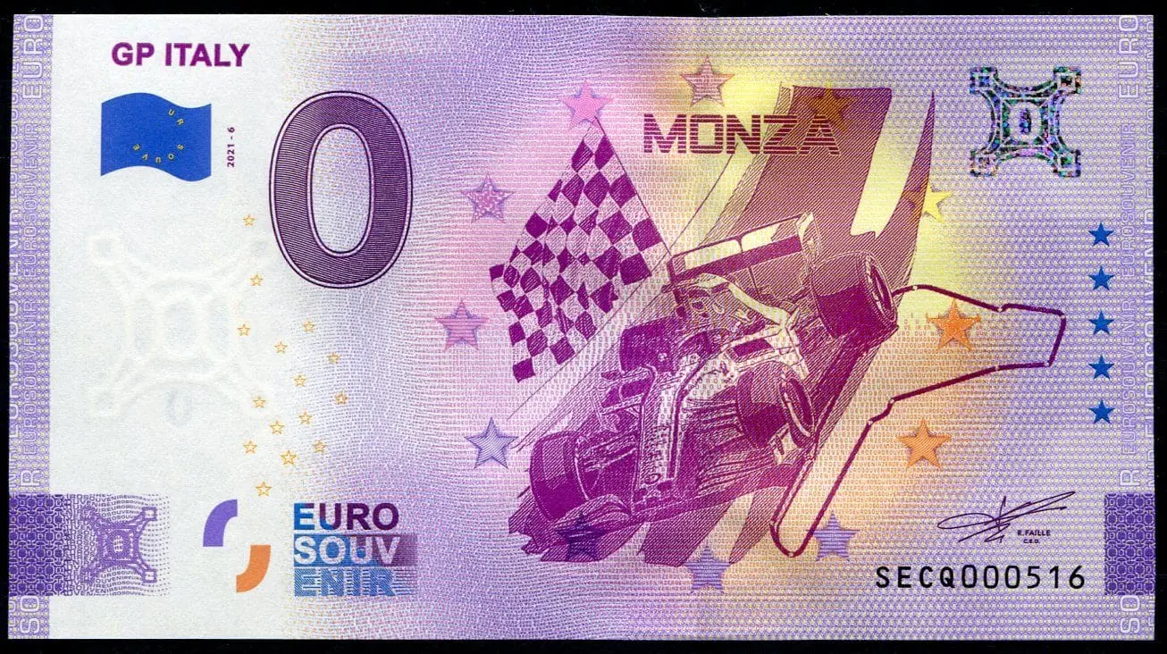 0 Euro Suvenýrová bankovka – Velká cena Itálie v Monze