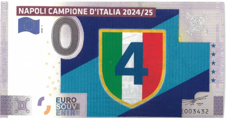 0 Euro Suvenýrová bankovka NEAPOL 4. SCUDETTO