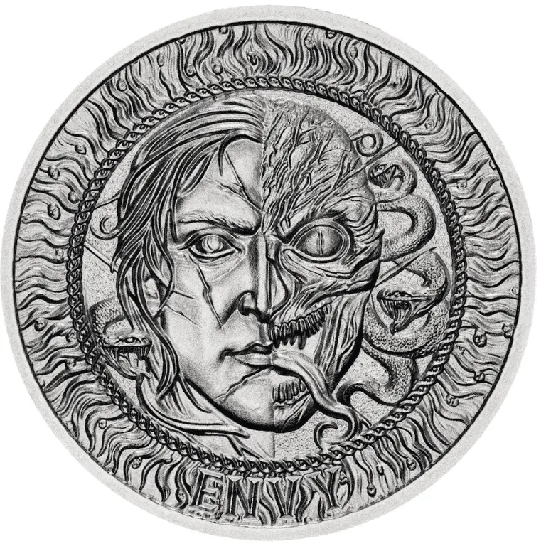 Stříbrná mince Sedm smrtelných hříchů – Envy 2025 1 oz, hlubotisk