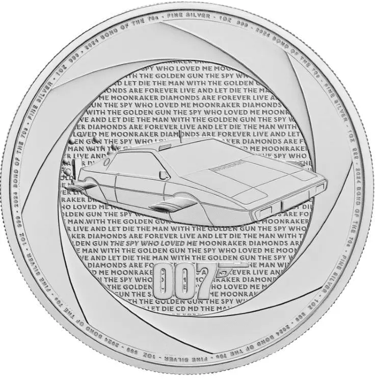 Stříbrná mince James Bond 70. let 2024 – 1 oz, Šest desetiletí agenta 007