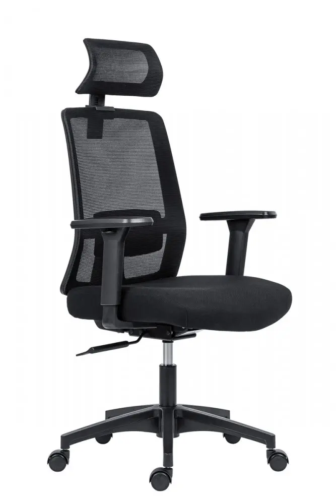 Kancelářská ergonomická židle DELFO — síť / látka, černá