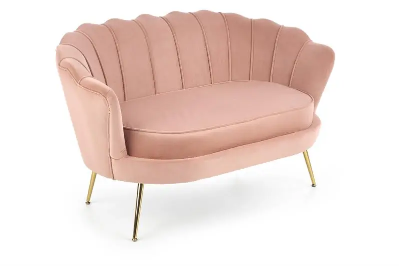 Designová pohovka AMORINITO — kov, růžová látka, nosnost 200 kg Halmar