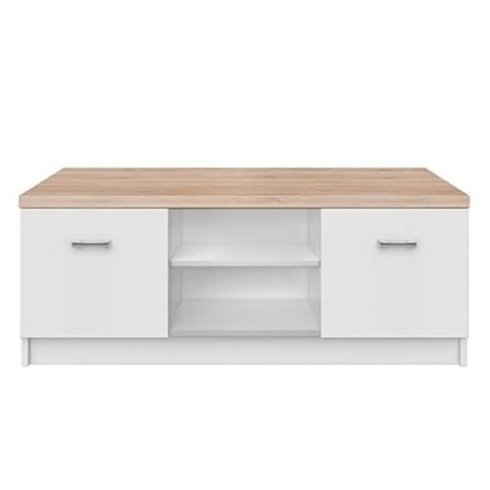 TV stolek TOPTY — 120x42x46, dub sonoma, bílá Kondela