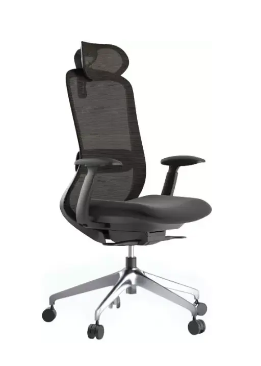 Kancelářská ergonomická židle BESSEL s podhlavníkem — síť, černý plast, nosnost 120 kg, černá MERCURY STAR