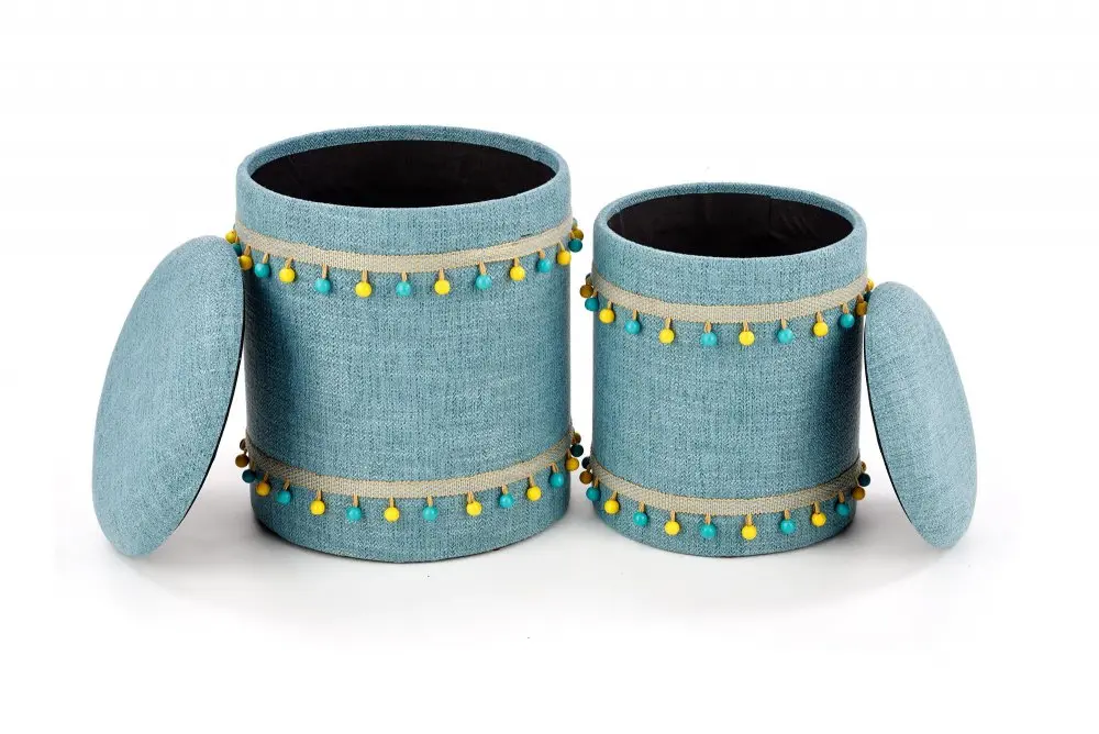 Set taburetů GRADO – látka, modrá Halmar