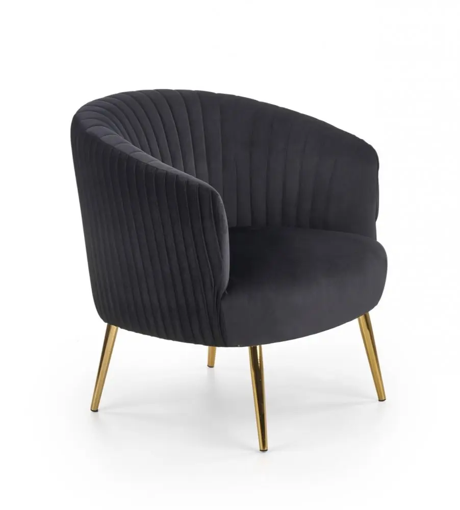Designové křeslo CROWN — kov, látka, černé Halmar
