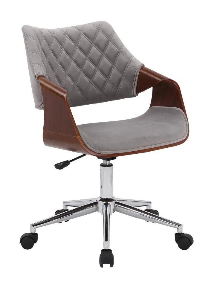 Designová kancelářská židle COLT - samet, ořech, šedá Halmar
