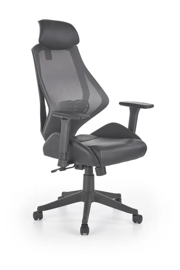 Kancelářská ergonomická židle HASEL — ekokůže/síť, černá Halmar