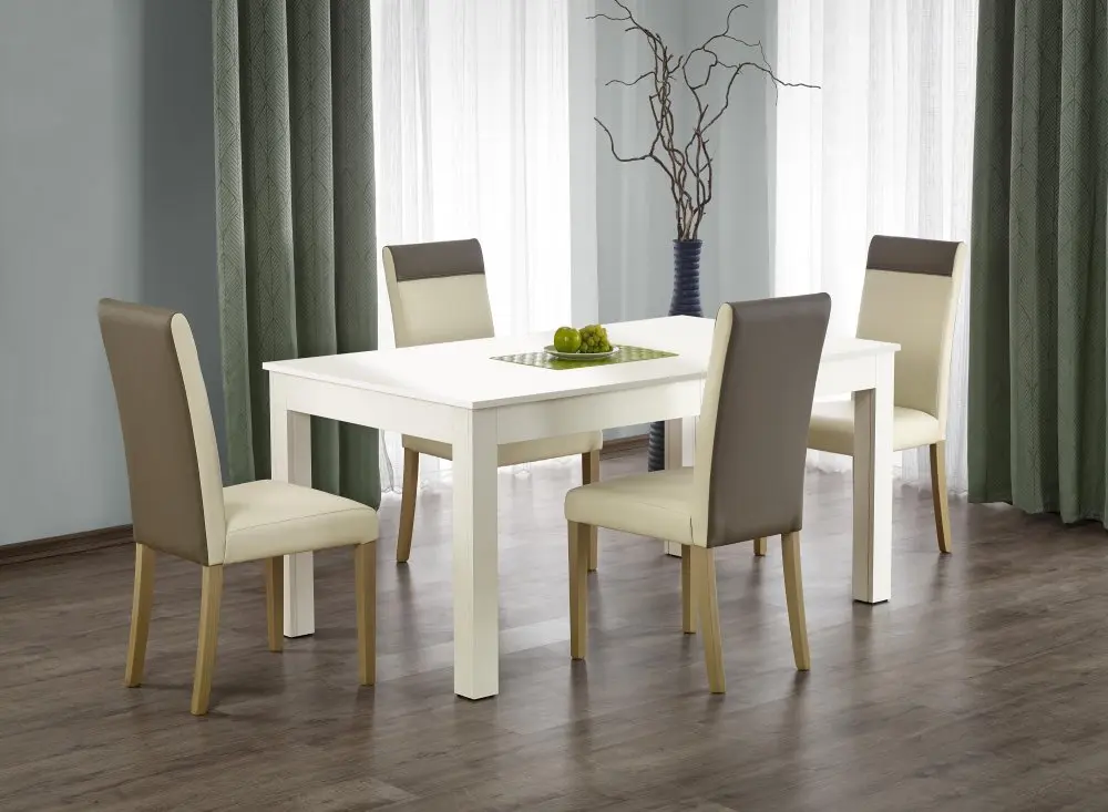 Jídelní rozkládací stůl SEWERYN – 160x90x76 (+140) dřevo, bílá Halmar