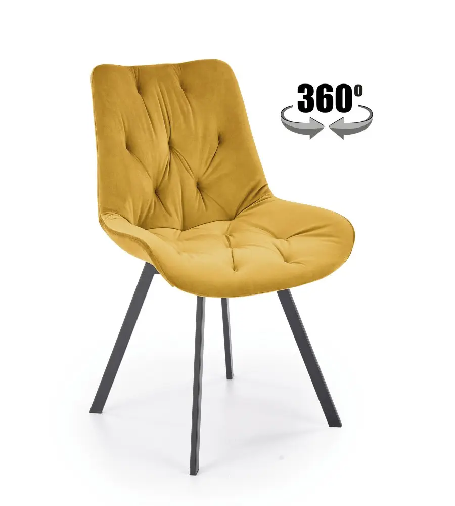 Otočná sametová židle BECKY hořčicová – moderní komfort v elegantním stylu Halmar